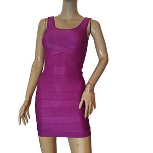 Bebe Purple Bandage Bodycon Dress Sleeveless Mini Cocktail Party Size S